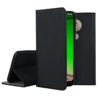 Кожен калъф тефтер и стойка Magnetic FLEXI Book Style за Motorola Moto G7 Play черен